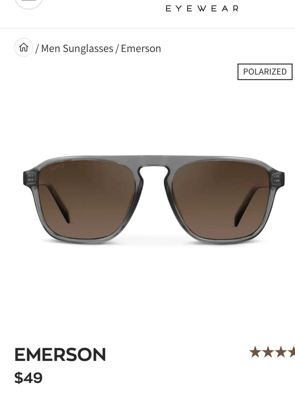 WMP Eyewear Emerson Sunglasses -  Graphite Grey / Dark Beige Gradient Lens